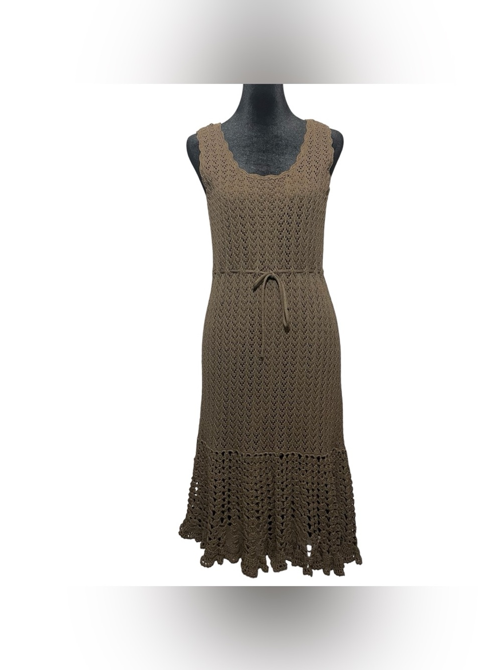 Axcess bohemian brown knit crochet midi dress size large